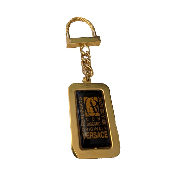 VERSACE Goldtone Key Chain Della Collezione Key Ring EUC - Picture 1 of 4